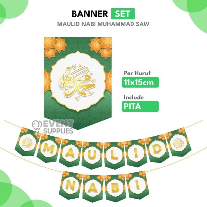 Banner Set Maulid Nabi Muhammad SAW Dekorasi Event