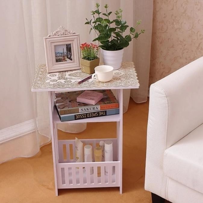 Meja Kopi Aesthetic Rak Sudut Minimalis