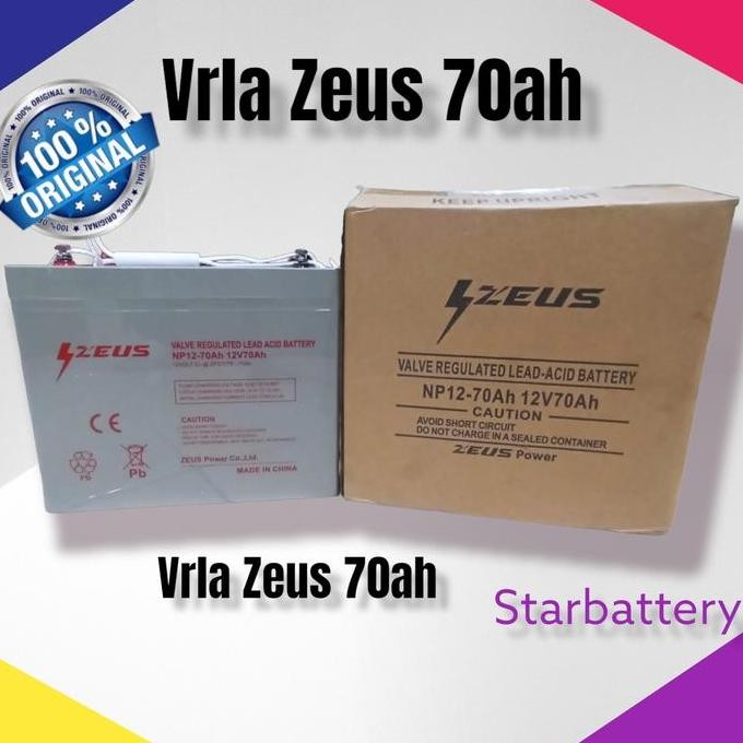 Aki Baterai Vrla Zeus 70 Ampere 12V 70 Ampere Battrey Vrla