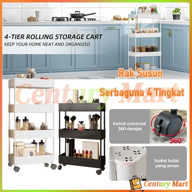 Rak Kamar Mandi Square /Rak Persegi Dapur Plastik 4 Susun/Square Rak Toilet/Square Rak Serbaguna Den