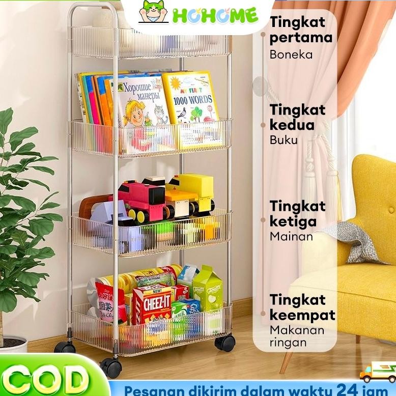 HOhome Rak Dapur susun plastik rak plastik 4 susun Rak Toilet rak plastik susun serbaguna