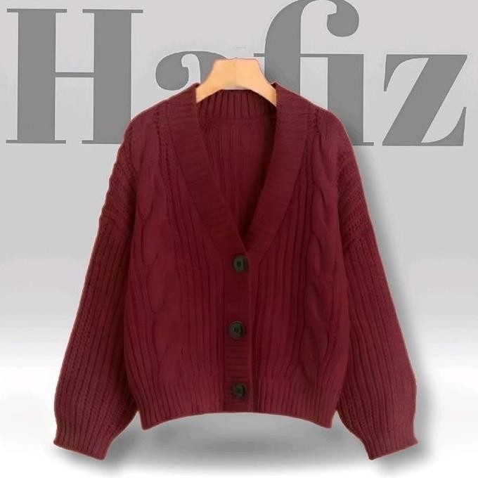 Cardigan Crop Kancing 3 Cable/Rajut Premium Wanita Lengan Panjang Knitwear Cantik Fit Cardigan  Kore