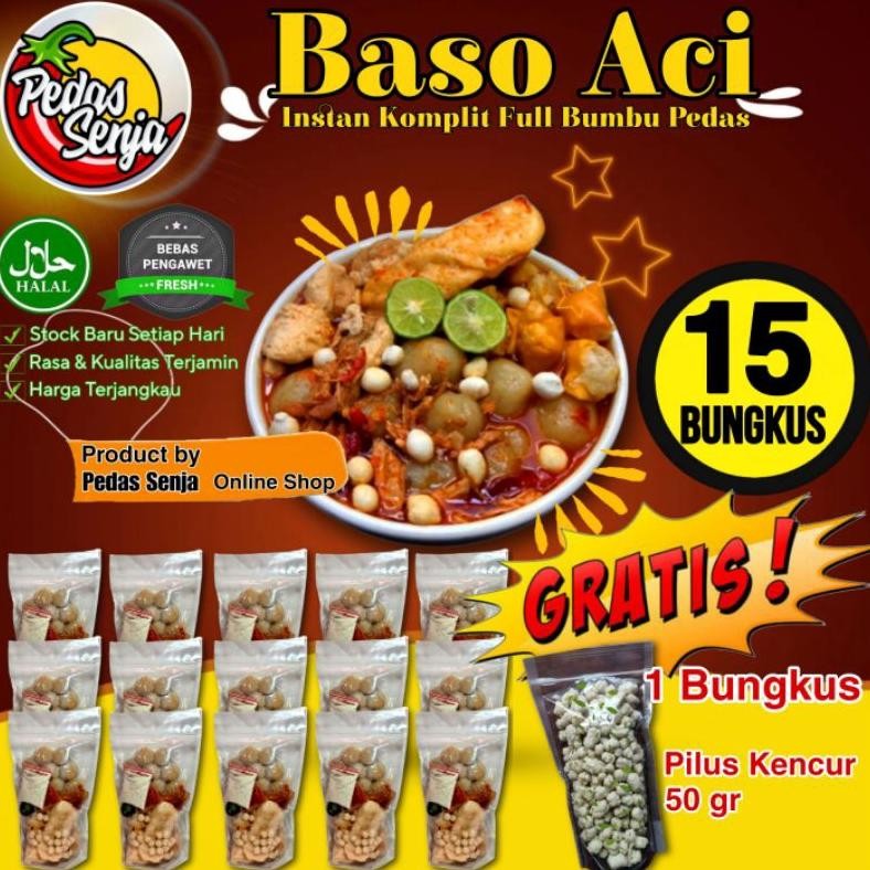 

15 BUNGKUS Paket Usaha Baso Aci Instan Komplit Full Bumbu Kaldu Kuah Pedas