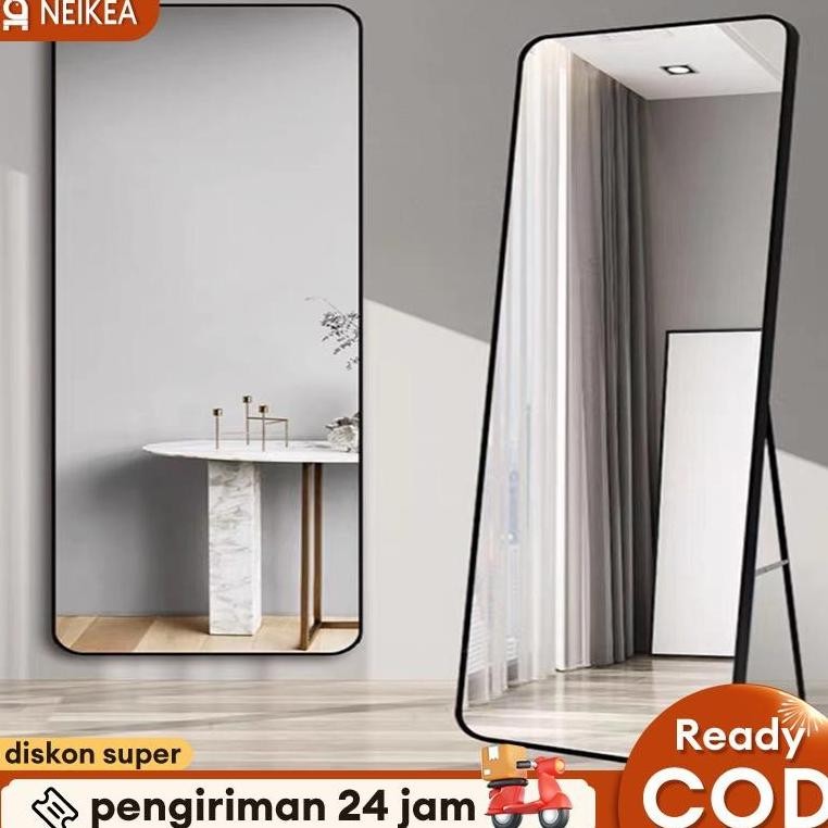 Cermin Berdiri Full Body dengan Roda Cermin Aesthetic Cermin Gantung Cermin rias
