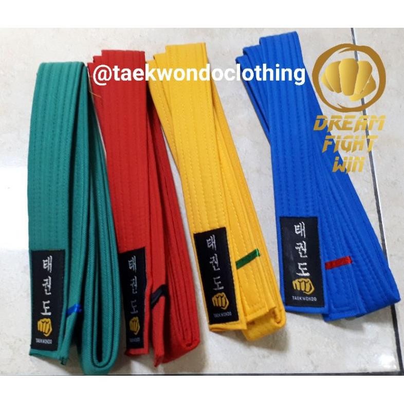 sabuk taekwondo stripe kuning hijau biru merah