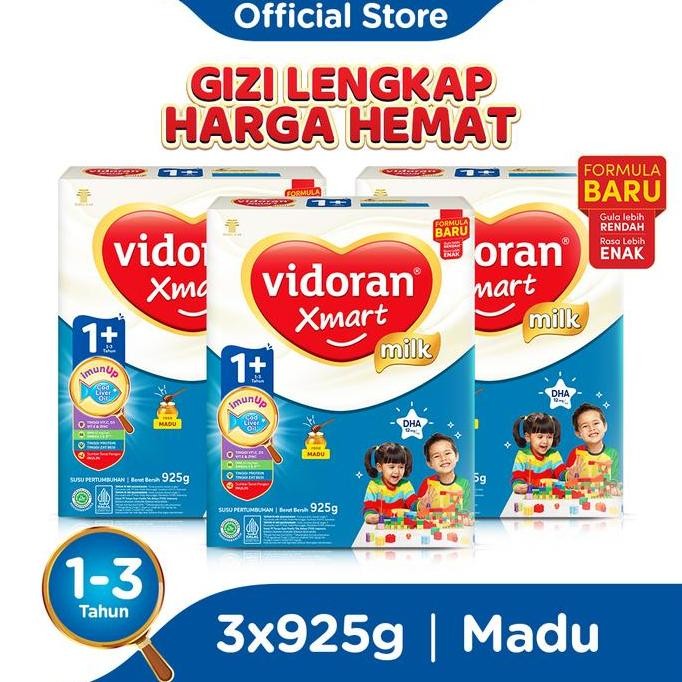

BARU VIDORAN XMART 1+ MADU 925GR SUSU FORMULA PERTUMBUHAN ANAK 1-3 TAHUN - 3 BOX (EXP : 03.2026)