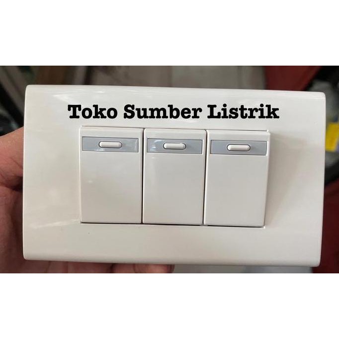 Promo Saklar lampu panasonic 3 gang triple tripel white isi3 1 frame COD