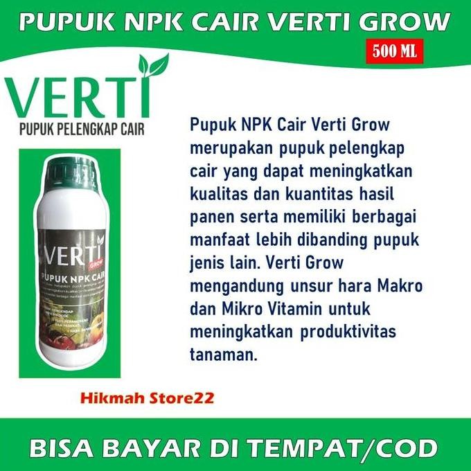 

Terlaris Pupuk Npk Cair Verti Grow 500 Ml Pupuk Semprot Pelebat Tanaman Terong - Pupuk Perangsang Pada Tanaman Terong - Obat Penyubur Terong Paling Bagus Merangsang Batang, Akar Dan Buah Biar Cepat Lebat Hasil Panen Berlipat