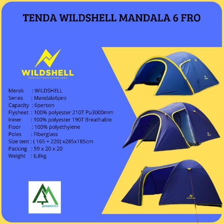 TENDA CAMPING WILDSHELL MANDALA KAPASITAS 6 | TENDA CAMPING MANDALA6 PRO WILDSHELL |