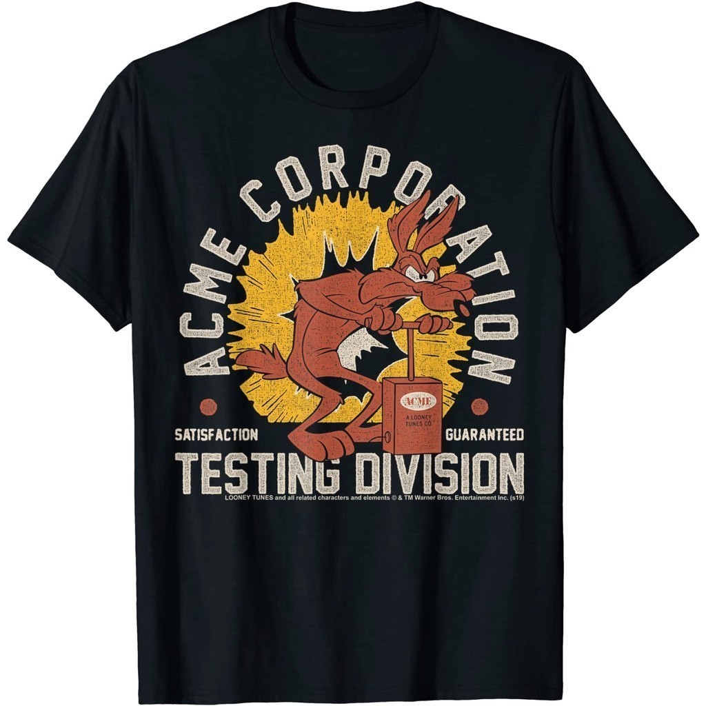 Kaos Looney Tunes Wile E. Coyote Acme Corporation Testing T-Shirt Baju Unisex Vintage 100% Cotton Co