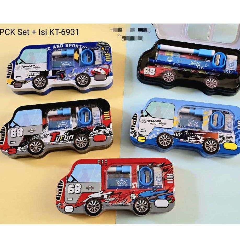 

Ready ((Baca Keterangan))Kotak Pensil Bahan Kaleng Model Truk Besar Pencil Case Tempat Pensil Bus Roda