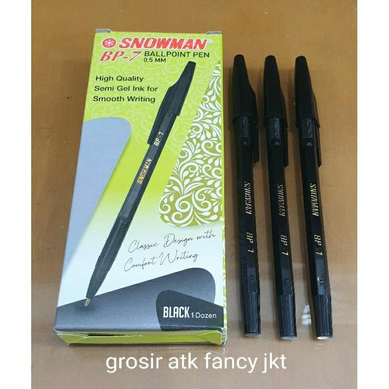 

Ready ( 12 Buah ) Bp7 Pulpen Pen Pena Ball Pen Ballpoint Bolpen Snowman Bp-7 Semi Gel