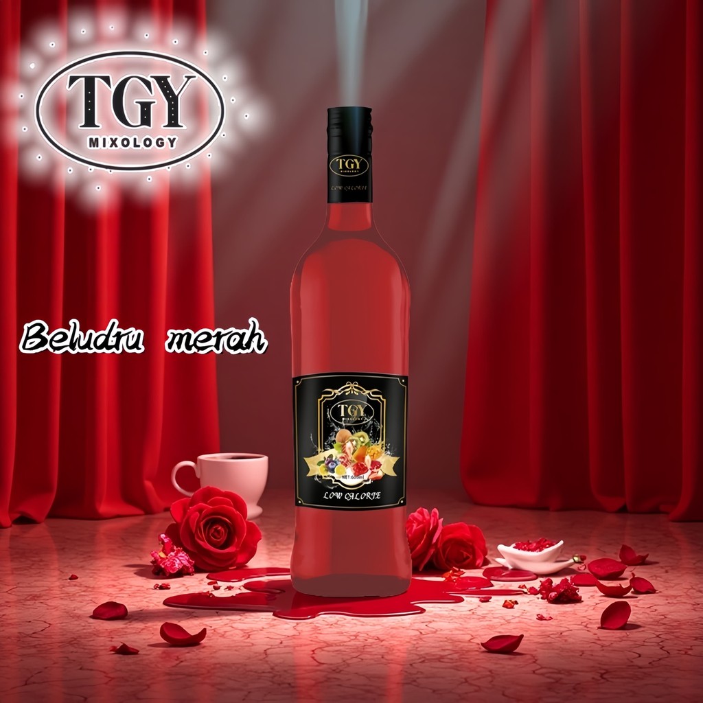 

TGY MIXOLOGY Sirup Cair Konsentrat Minuman Red Velvet - HALAL - 750mL - Permen Karet Syrup