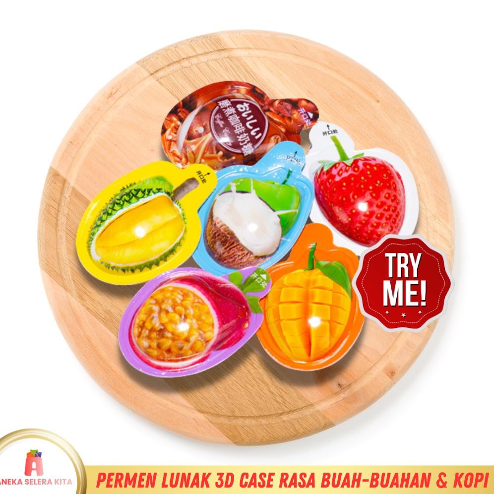 

Ready stok Terlaris Permen Lunak Rasa Durian/Stroberi/Mangga/Kelapa/Markisa dan Kopi - 3D Case (Pcs) Termurah