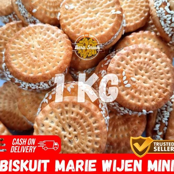 

Terlaris [ 1Kg ] Biskuit Marie Wijen Mini / Biskuit Caramel Wijen / Camilan Snack Kiloan Murah -B