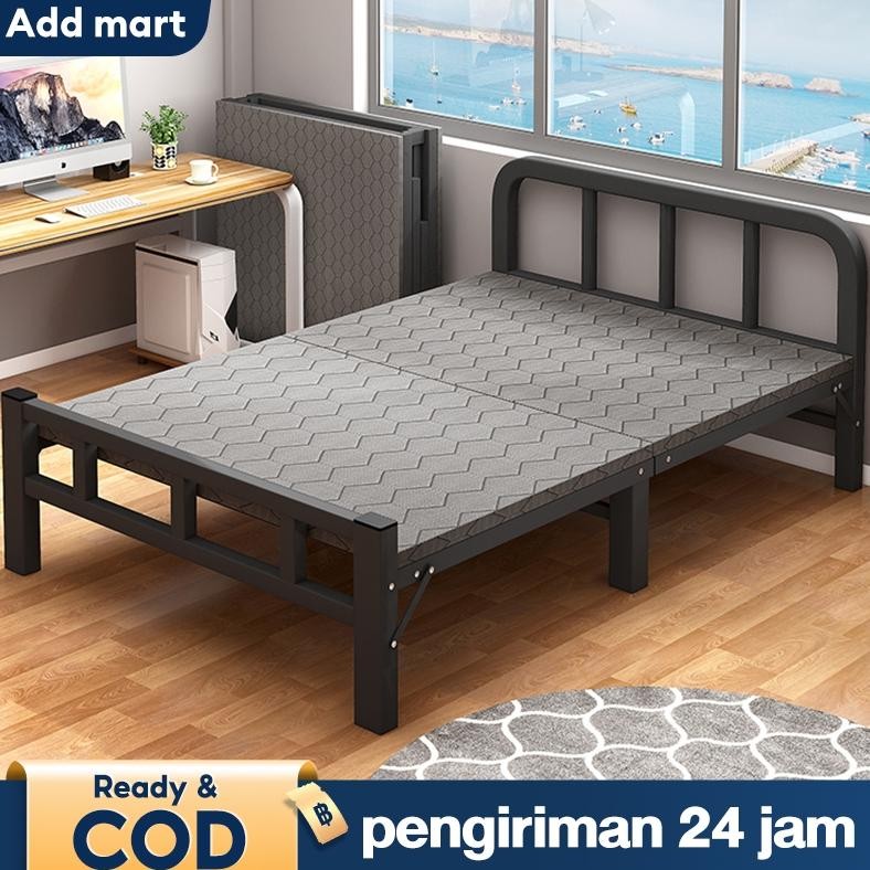 Ranjang Lipat Besi Tempat Tidur Lipat Dipan Besi Folding Bed Portabel Tidak Diperlukan Instalasi