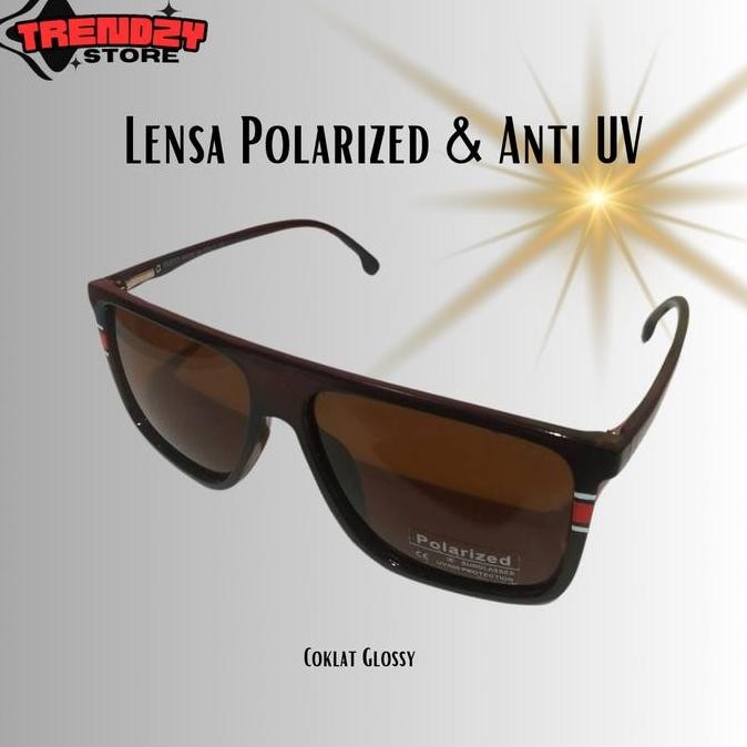 Promo Trendzy Store Kacamata Hitam Lensa Polarized Anti Uv Warna Coklat Pria Dan Wanita Frame Eyewea