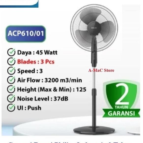 

Philip Ipa Angin Berdiri Acp61001 3 Blade 45 Watt Tand Fan Acp610 Hitam