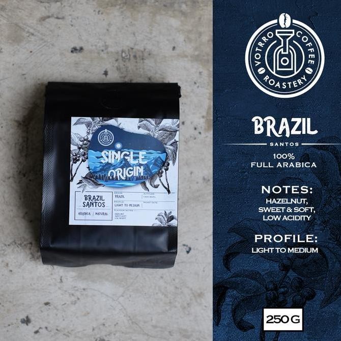 

BIJI KOPI BUBUK ARABICA BRAZIL SANTOS NATURAL 250G - ROASTED BY VOTRRO COFFEE ROASTERY - MANUAL BREW TERMURAH