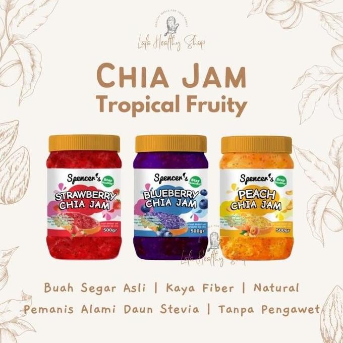 

Produk Baru!! Spencer's Chia Jam (500gr) Strawberry Blueberry Peach Selai Buah Sehat