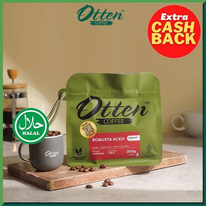 

KOPI ROBUSTA ACEH GAYO 200G - BIJI / BUBUK KOPI OTTEN COFFEE TERMURAH