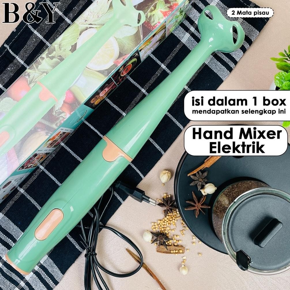 HJK Mixer Hand Mini Kocokan Stainless Steel / Pengocok Mixer Krim Listrik / Mixer Hand Mini Multi Fu