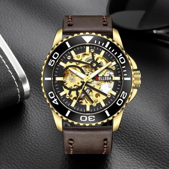 Grosir Jam Tangan Belleda Promo Buy1 Get1 Belleda 9485 Jam Tangan Pria Kulit Otomatis Sakelton Anti 