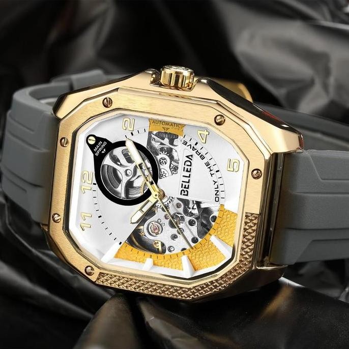 Murah Eksklusif Live Buy 1 Geet 1  Belleda 9528 Karet Jam Tangan Pria Tali Karet Anti Air Terbaru Wa