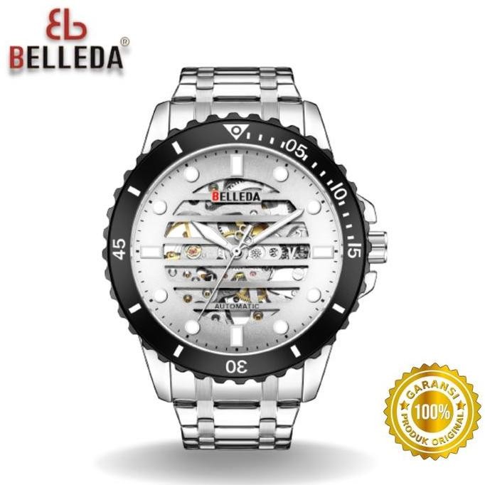 Grosir Eksklusif Live Buy 1 Geet 1  Belleda 9352-1 Mekanik Otomatis Jam Tangan Pria Luxury Stainless
