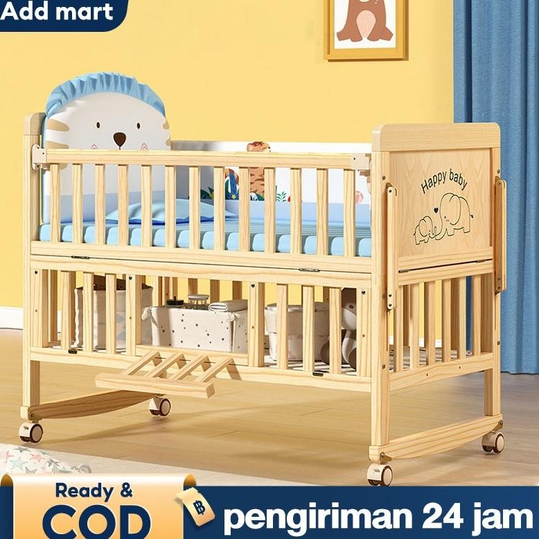 Dua Lapisan Tempat Tidur Bayi 0-10 Tahun Tempat Tidur Bayi Set Lengkap Ranjang Bayi Kayu Tempat Tidu