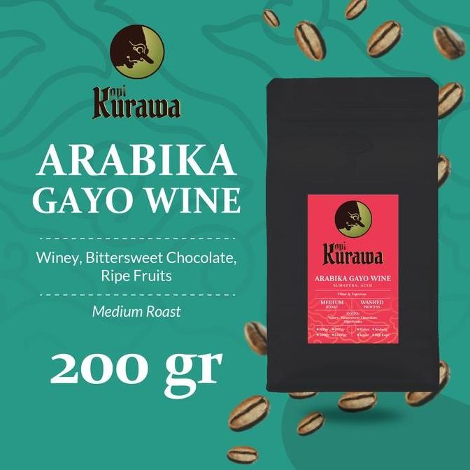 

Kopi Arabika Gayo Wine Aceh Arabica Coffee Roast Bean Biji Bubuk 200gr