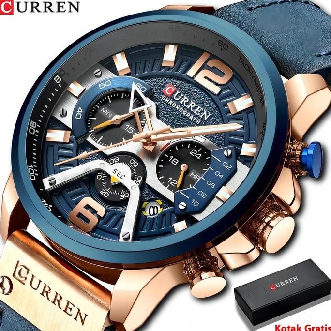 Sale Curren Merek Mewah Jam Tangan Pria Kulit Automatic Date Quartz Jam Tangan Cowok Tahan Air Jam O