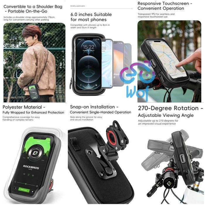 Rockbros B17-8 Tas Depan Cover Sarung Hp Dompet Handphone 6.0 Inch Sepeda Motor Waterproof Bicycle B