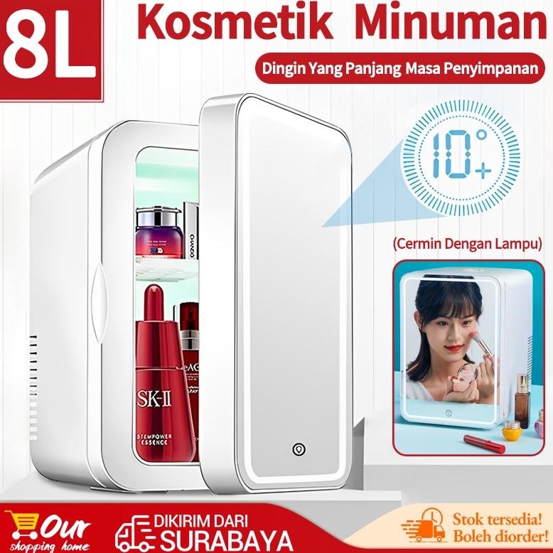 8L kulkas mini portable kecil kosmetik / skincare fridge kecil cermin  skincare mini fridge type mir