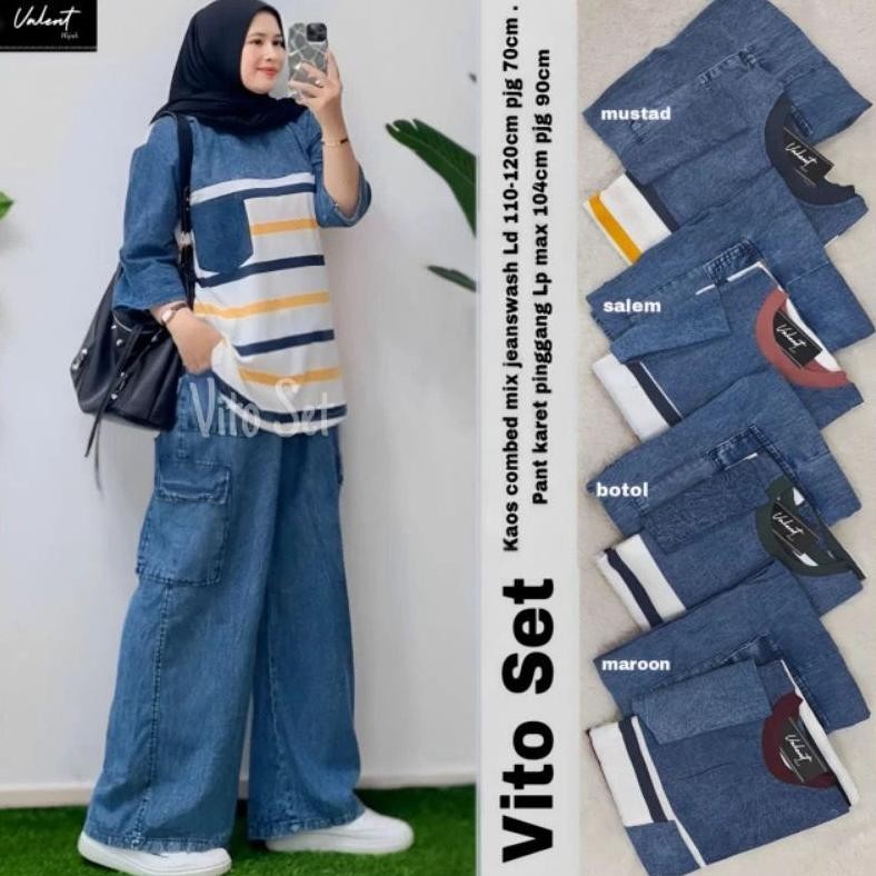 ND VITO SET JUMBO | ZALIKA SET JUMBO | Setelan Jumbo Jeans Cargo Mix Combed 20s