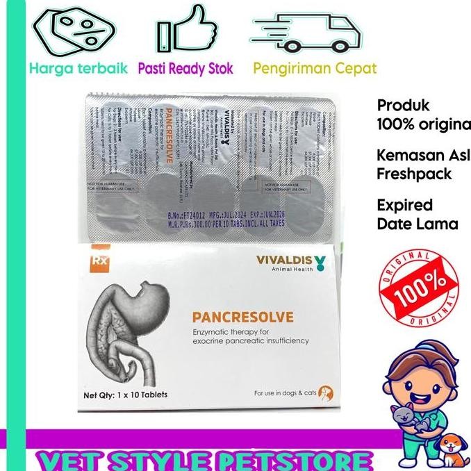 TERLARIS - Pancresolve enzym pencernaan anjing kucing original mirip panakare