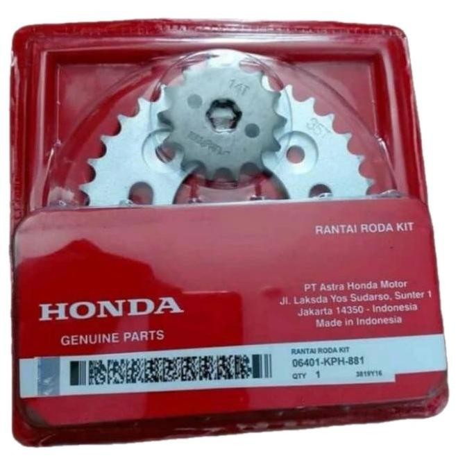 BERKUALITAS GW- GEAR SET+RANTAI 1SET UK 35T, 14T HONDA KHARISMA, KIRANA, SUPRA X 125 KODE PART KPH/K