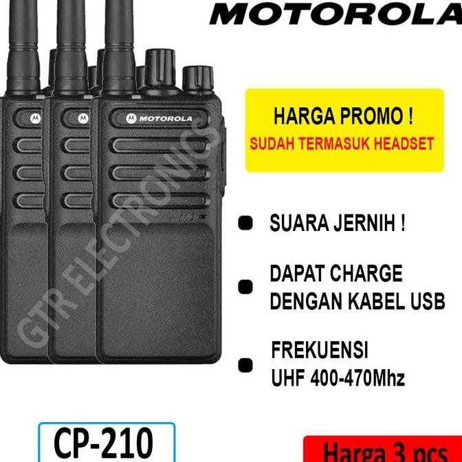 TERBARU - Motorola CP210 Handy Talky UHF 400-470Mhz HT Jarak Jauh Walkie Talkie - Hitam