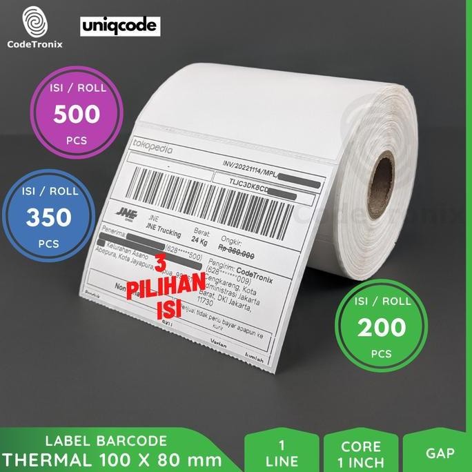 

new label stiker kertas bare uniqe thermal a7 100x80mm roll varian