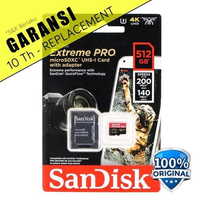 [COD] MicroSD Sandisk 512GB 1TB Seri Extreme Pro V30 U3 A2 4K 200MB/s Micro SD Card 512 GB 1 TB Memo