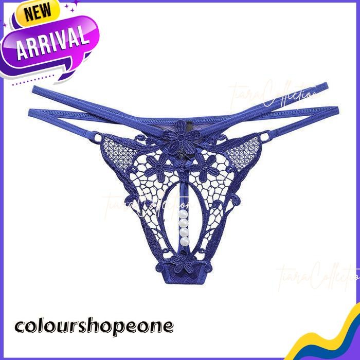 WANITA CELANA DALAM TRANSPARAN LACE BORDIR CD MUTIARA G STRING C227-1 BEST QUALITY 