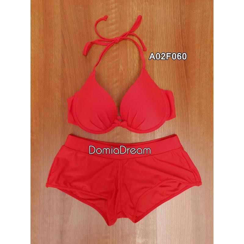 Bikini Merah Polos Bikini Tali Ikat Leher Celana Boxer