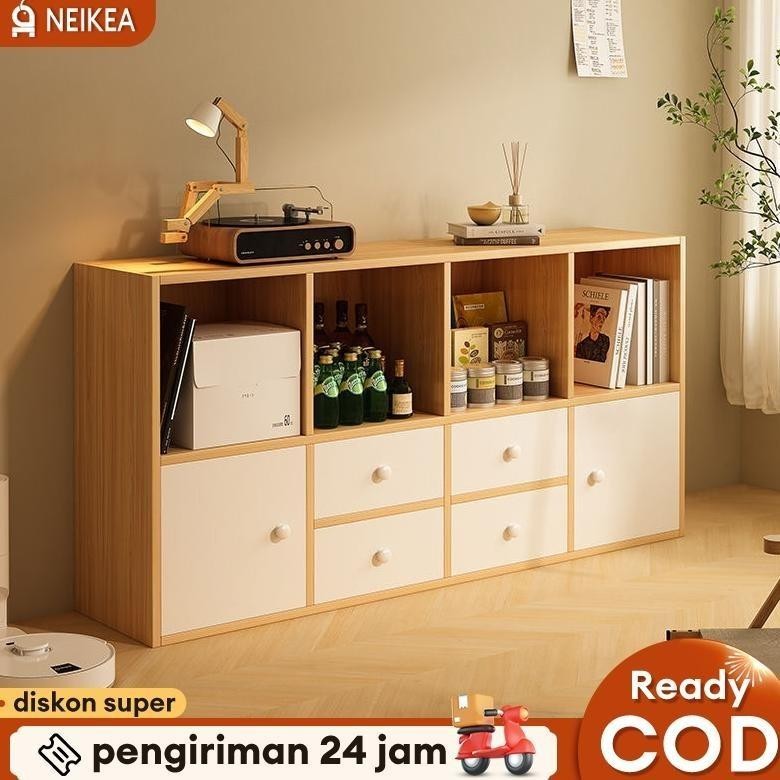 Rak Buku Kayu Lemari Buku Kayu Dengan Pintu Rak Serbaguna