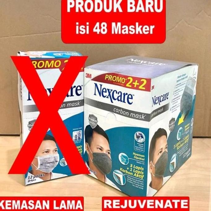 BEBAS ONGKIR - Masker Nexcare Carbon Earloop Rejuvenate isi 48 pcs