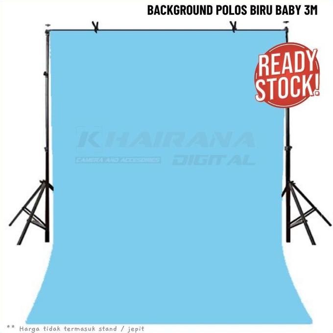BEBAS ONGKIR - Kain Background Backdrop latar layar alas Studio Foto 3x2.5m biru baby