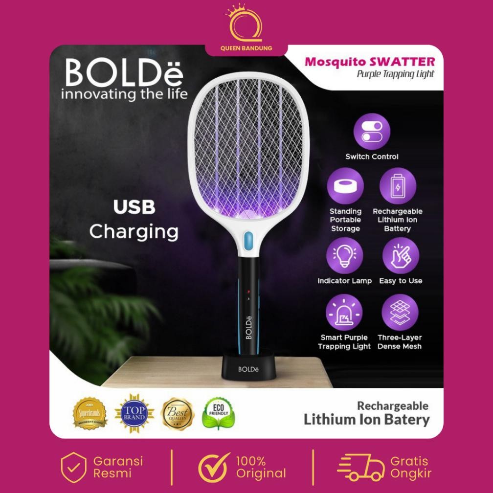BOLDe Super Swatter Purple Light Raket Nyamuk Mosquito Swatter