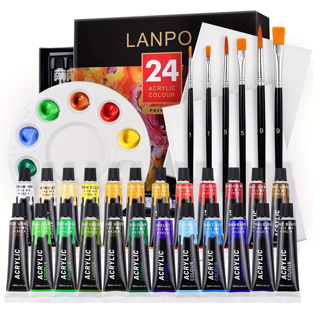 

12/24 Colors Acrylic Enamel Painting Kit For Artists Painting 12Ml Tube Acrylic Paint Set Waterproof, Sunscreen, Not Fade Suitab