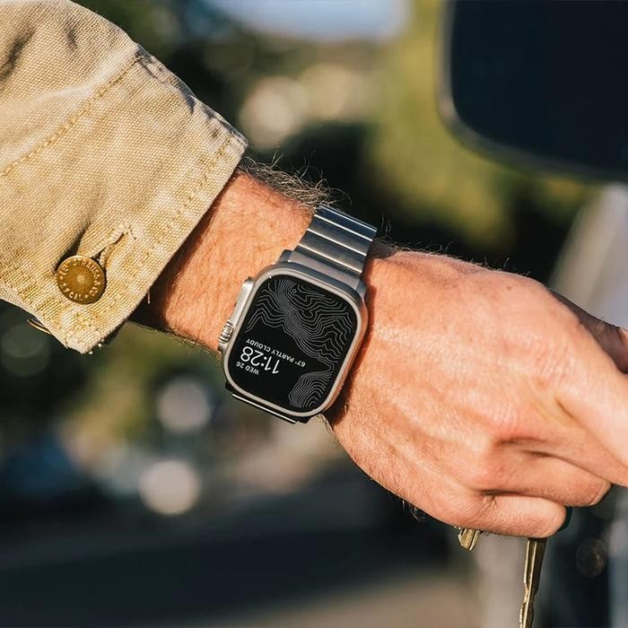 Luxury Titanium Magnetic Apple Watch Strap Ultra Se 9 8 7 6 5 4 3 2 1 Bracelet Tali Jam Tangan Pria 