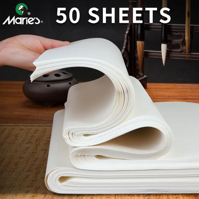 

50 Sheets Marie'S Rice Paper,Sheng (Raw) Xuan For Sumi & Oriental Painting,Ink Drawing,Chinese Calligraphy,Watercolors