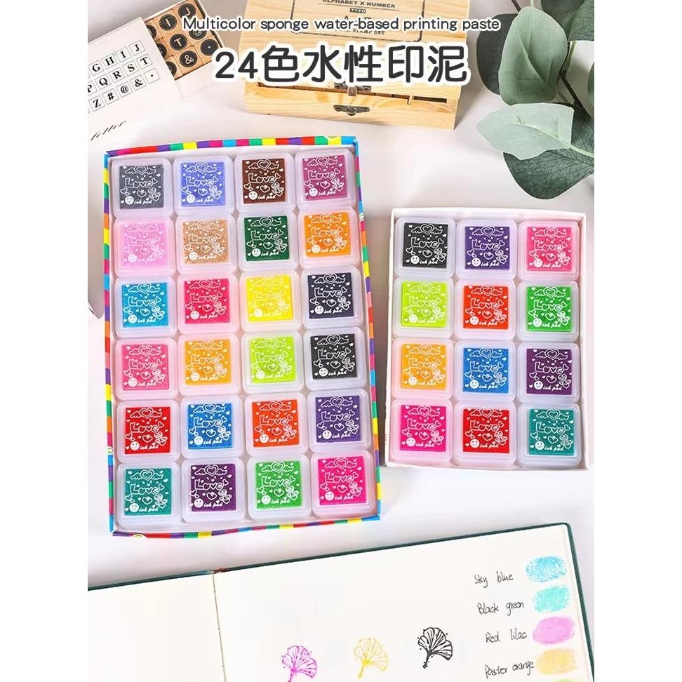 

3Cm*3Cm 12/24Colourful Pads Multi-Colored Stamp Pads Creative Rainbow Inkpad Rubber Stamp Oil For Diy Craft Scrapbooking Ink Pad